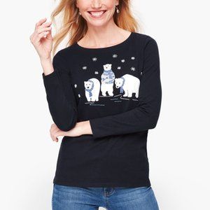 Talbots Embellished Polar Bear Long Sleeve Tee
